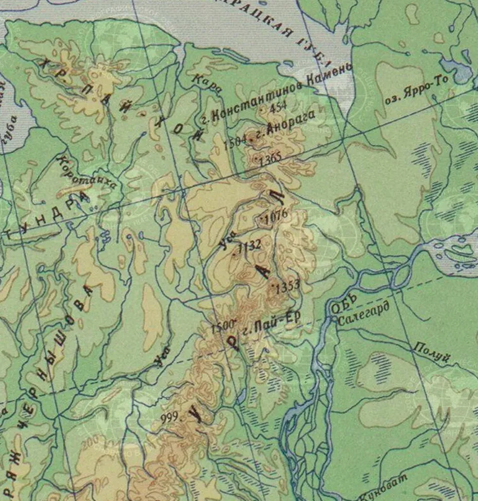 Физическая карта европейской части Союза ССР из БСАМ, фрагмент Физическая карта европейской части Союза ССР из БСАМ, фрагмент