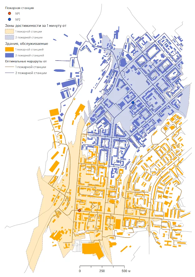 Выделение зон доступности в городе Выделение зон доступности в городе